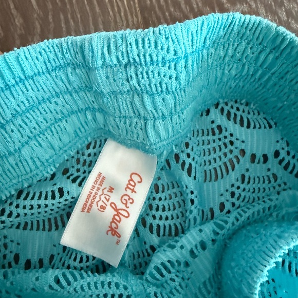 Cat & Jack Turquoise Lace Cutout Waist Girls Shorts - Picture 3 of 3